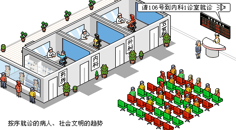 自動(dòng)排號機(jī)醫(yī)院、社區(qū)效果圖